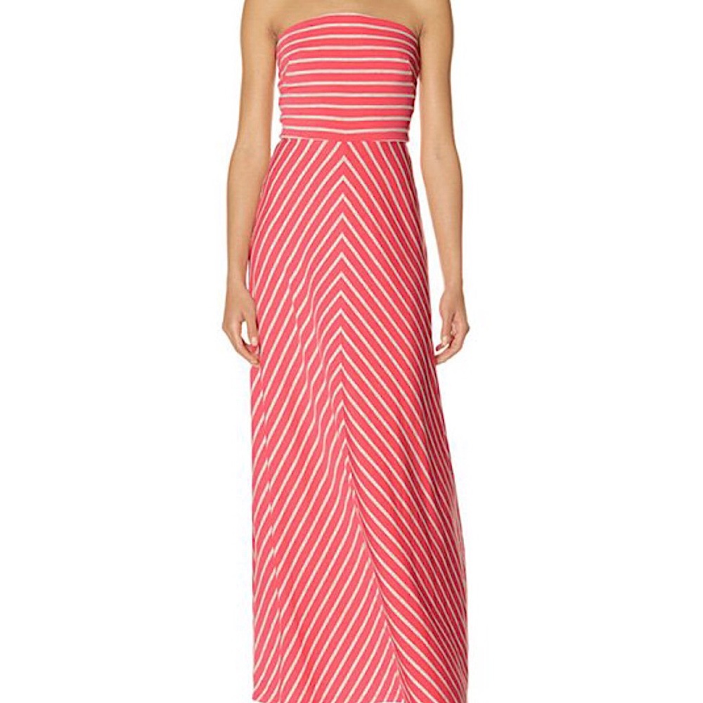 The Limited Coral Chevron Strapless Maxi Dress